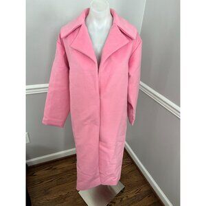 FINESSE Bubblegum Pink Teddy Fuzzy Long Pea Coat Trench Jacket Size XS